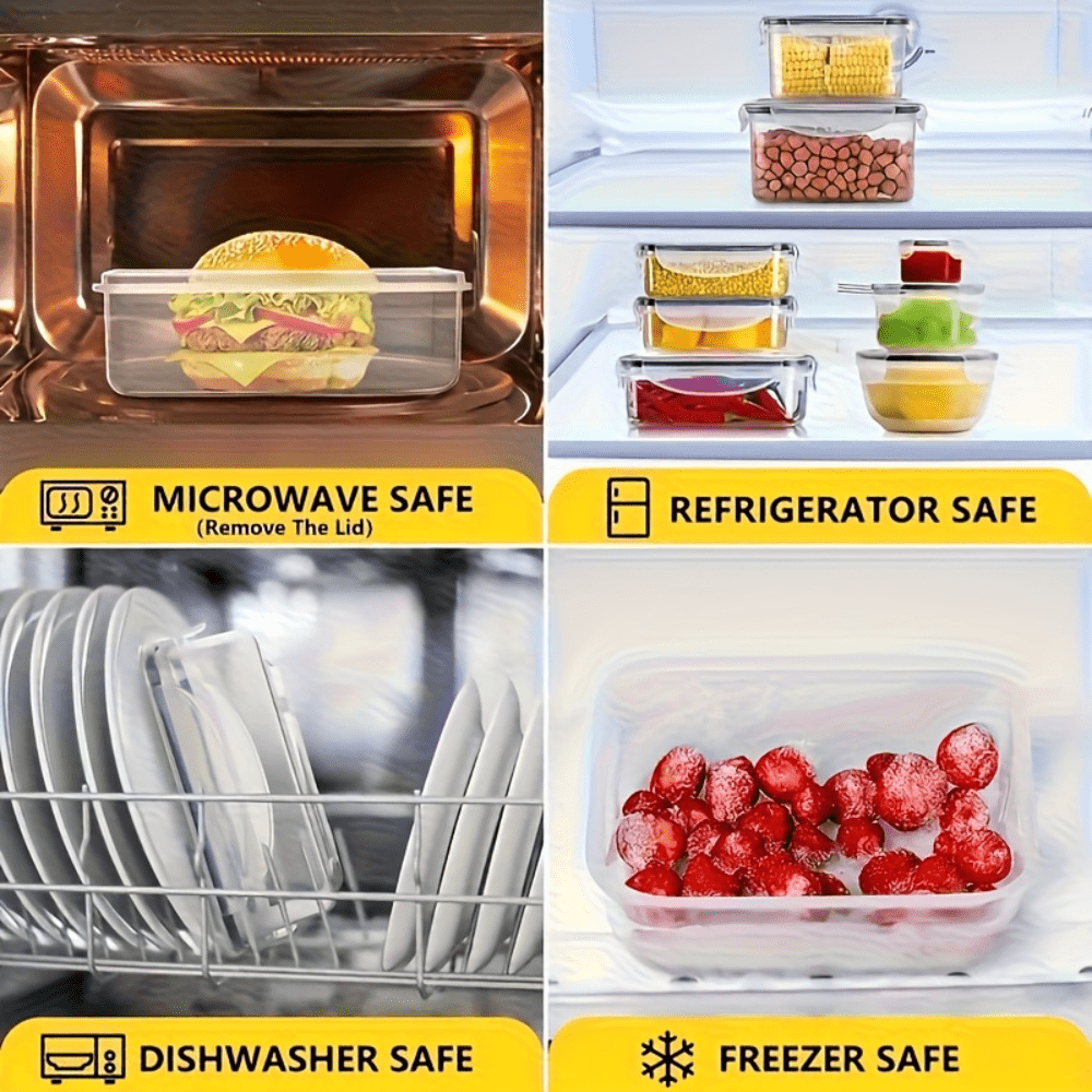 50/48/24pcs Heavy-duty Transparent Stackable Food Storage Box - Suitable For Microwave Ovens And Freezers, Leak Proof Refrigerator Storage Box Multiple Size Rectangular Food Cans, Used For Fruits, Vegetables, Leftovers, 25/24/12pcss Lid+25/24/12pcss