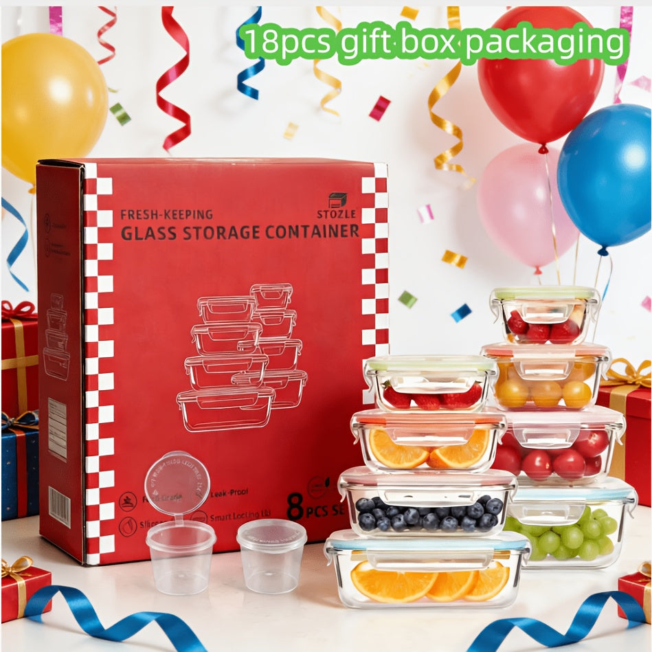 16pcs Sealed Glass Food Storage Containers, Lunch Box, Microwave, Oven - Great For Salads, Fruits, Vegetables And Sandwiches, Lunch Box | Sealed Storage | Durable Glass, Food Storage Containers (8 Lids + 8 Containers)