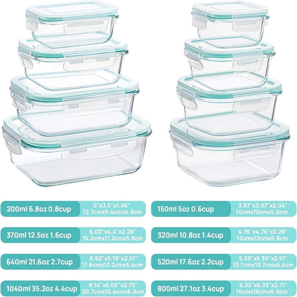 20pcs Sealed Glass Food Storage Containers, Lunch Boxes, Microwave Ovens, Ovens - Perfect for Salads, Fruits, Vegetables, And Sandwiches, Lunch Boxes | Sealed Storage | Durable Glass, Food Storage Containers (8 Lids+8 Containers+4 Brush)