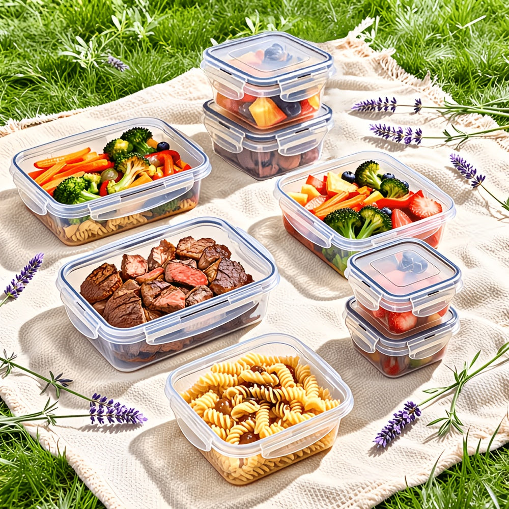 28/44/54pcs Large Capacity Covered Food Storage Container, Leak Proof Plastic Lunch Box, Suitable for Pantry, Travel, Outdoor Picnics, Kitchen Cleaning (12/20/25 Container And 12/20/25 Lid), Microwave And Dishwasher Safety, Including Labels And Pens