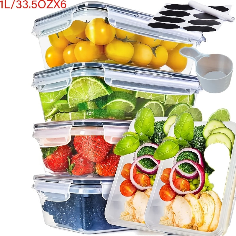 12/24/48pcs Food Storage Containers Set Kitchen Organizers Meal Prep Container Airtight, BPA-Free Reusable Snack Lunch Containers, Easy-Snap Lids, Plastic Snapware(6/12/24 Containers+6/12/24 Lids) Pantry Kitchen Organization With Labels And Marker